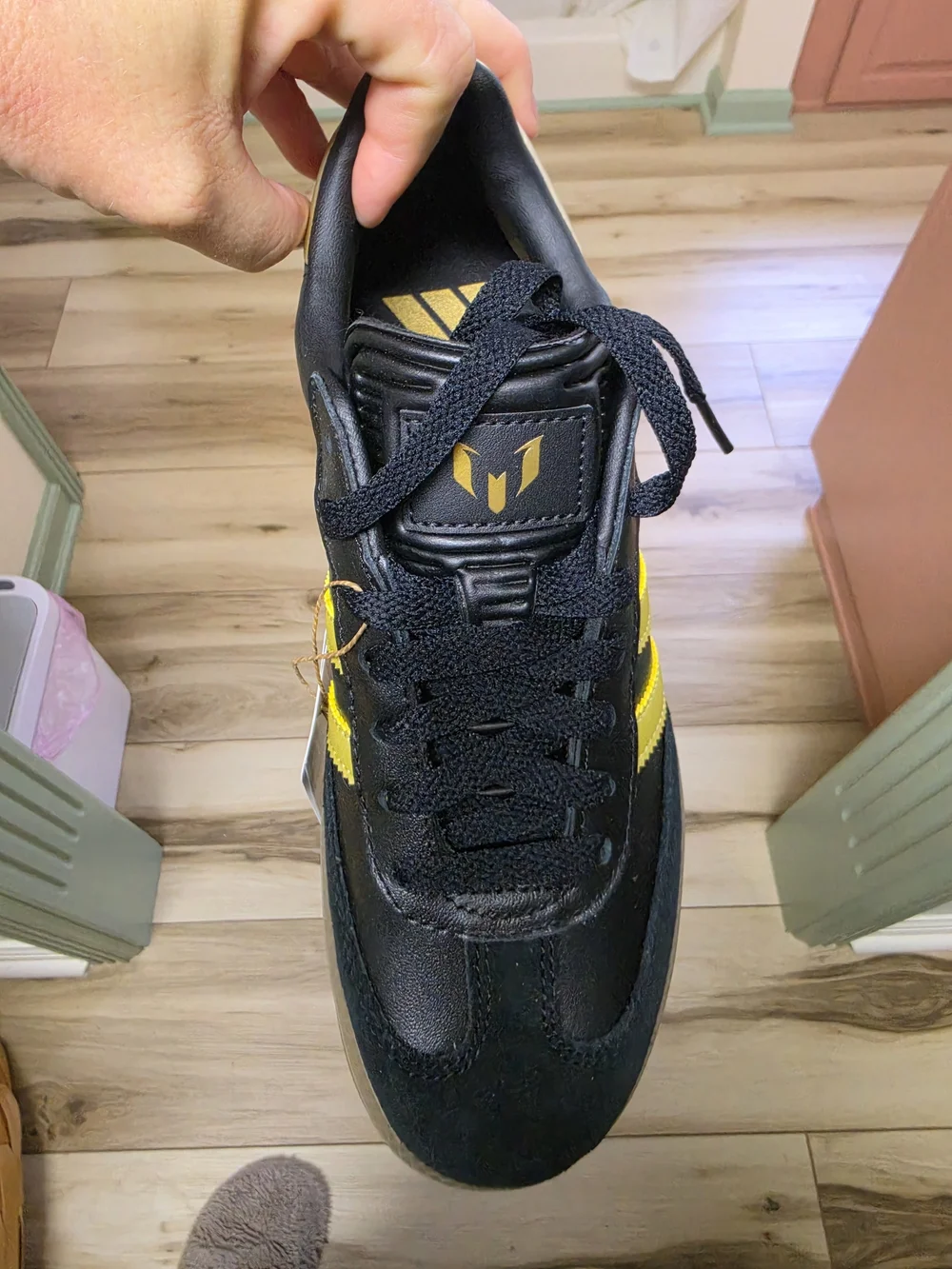 Adidas Kids Messi Black & Gold Low-Top Sneakers